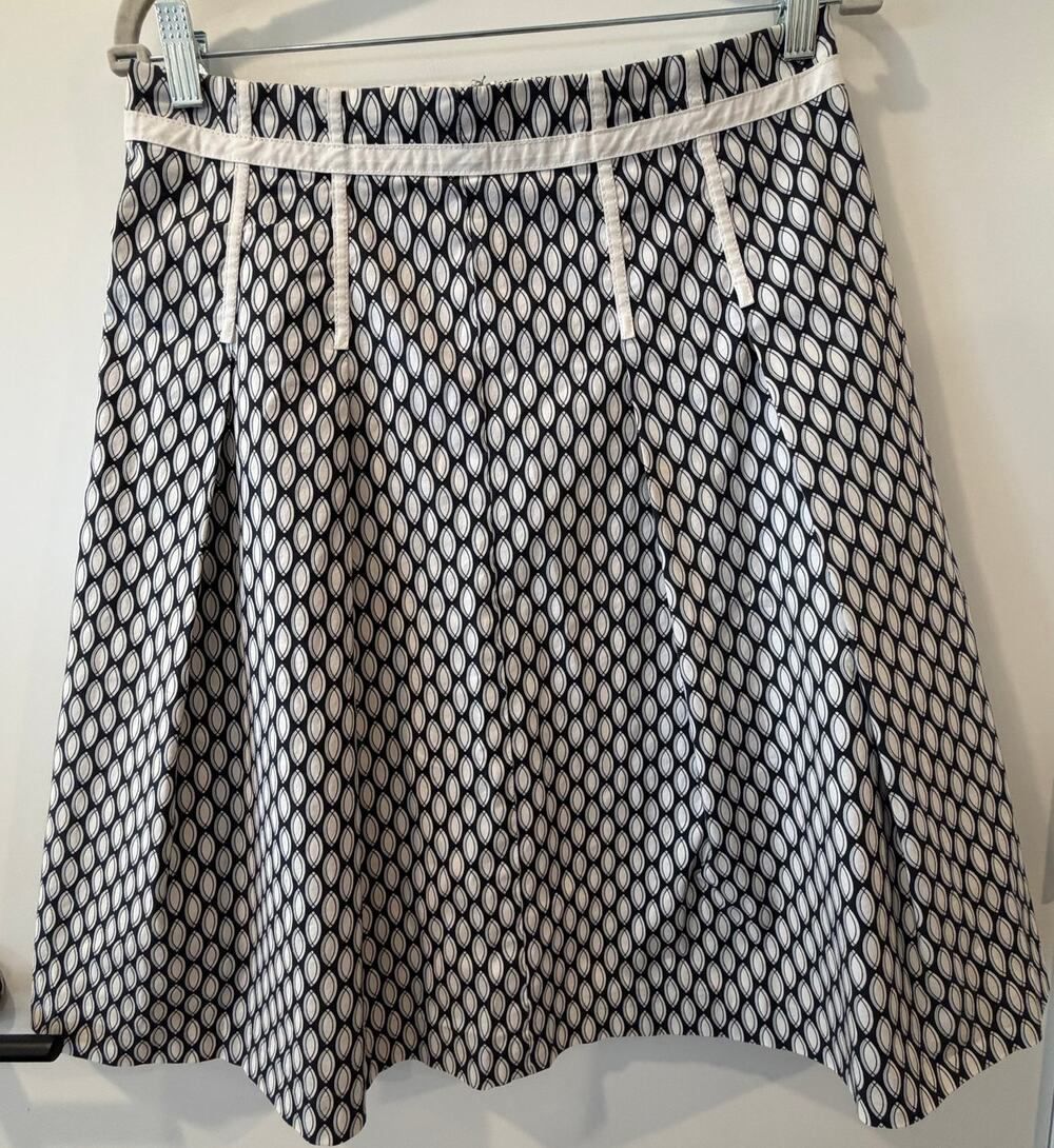 Vintage Inspired Gap Stetch A-line Pleated Geometric Skirt Knee Length Size 6